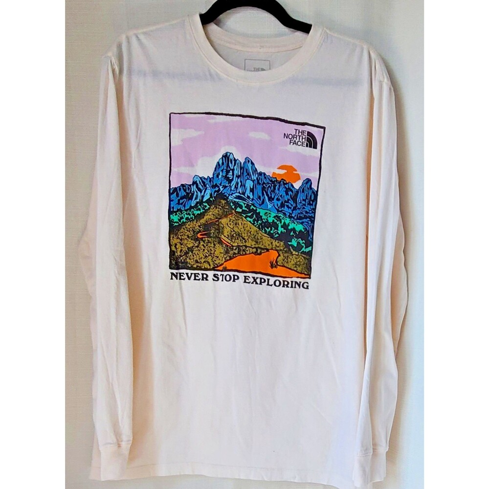 The North Face Long Sleeve Graphic Shirt Large Mountains Never Stop Exploring
